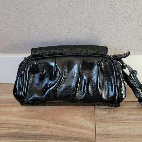 Just Cavalli Patent Leather Flap Dumpling Clutch Wristlet in Black - Picture 13 of 16